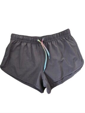 Grey shorts with built-in liner & adjustable multicoloured tie L